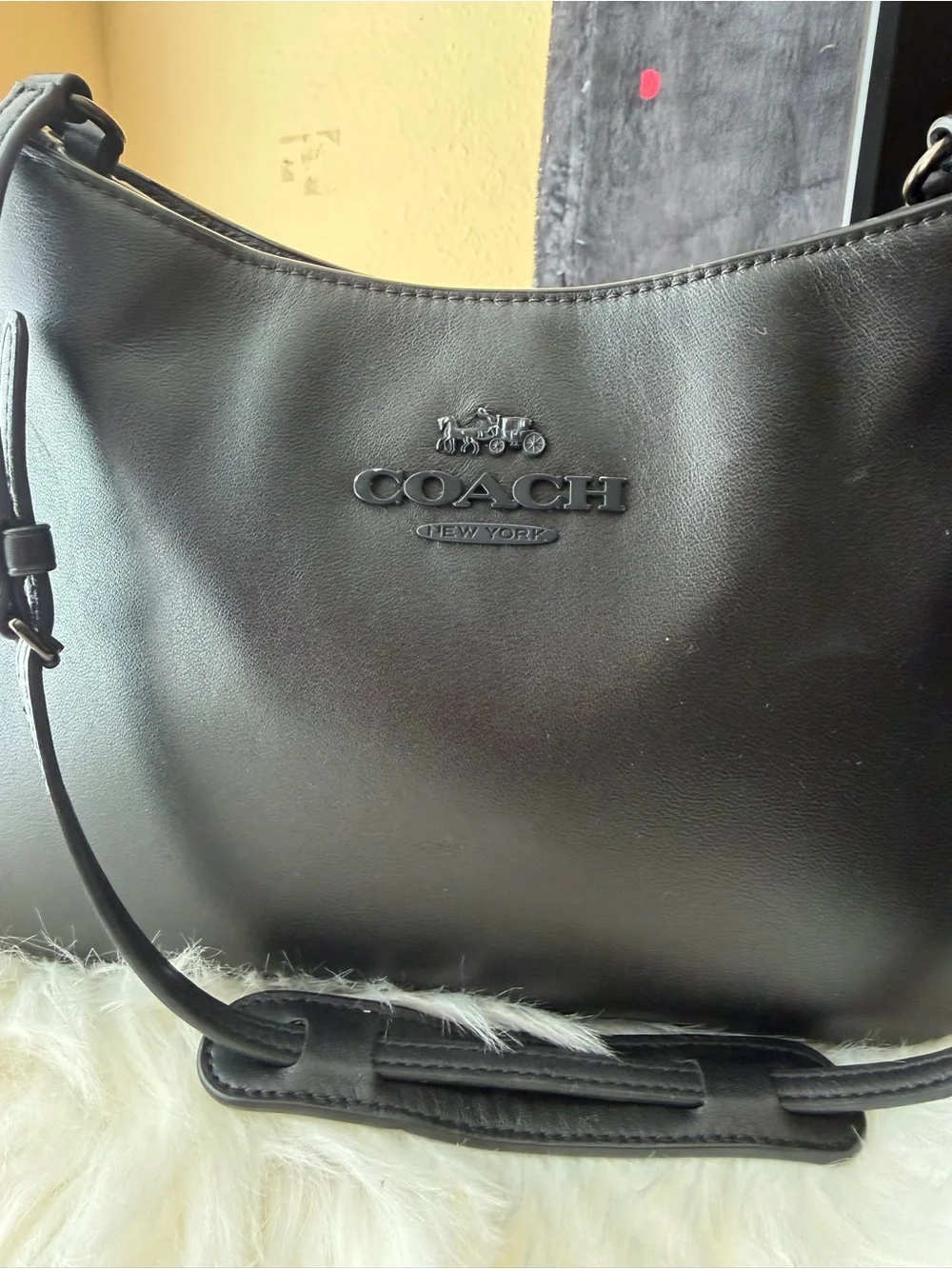 COACH Penelope Black Leather Shoulder Bag - Sleek Everyday Hobo Style CP101
